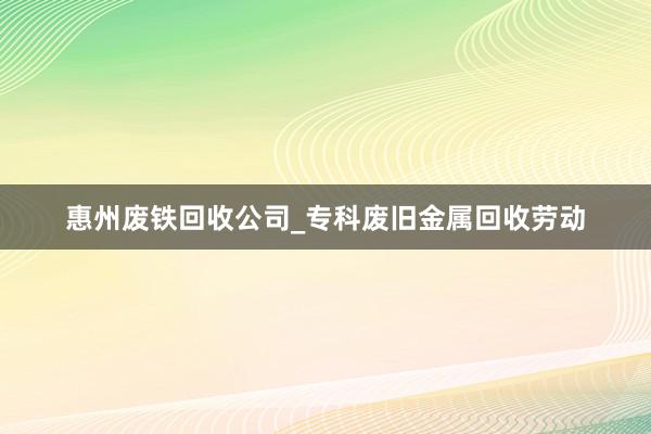 惠州废铁回收公司_专科废旧金属回收劳动